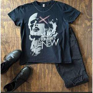 From Ashes to New Band Tee Mens Large Black Skull Graphic Anvil Metalcore Shirt